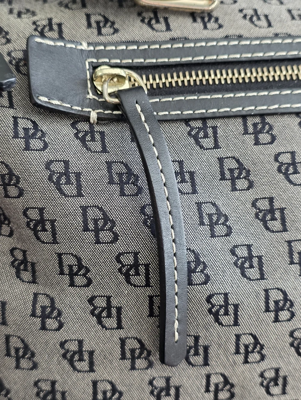 Dooney & Bourke Signature DB Monogram Canvas Hobo Shoulder Bag Y2K Vintage